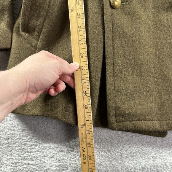 VINTAGE 1950s French Military Jacket Overcoat Wool Trench Peacoat Toulouse - Picture 13 of 16